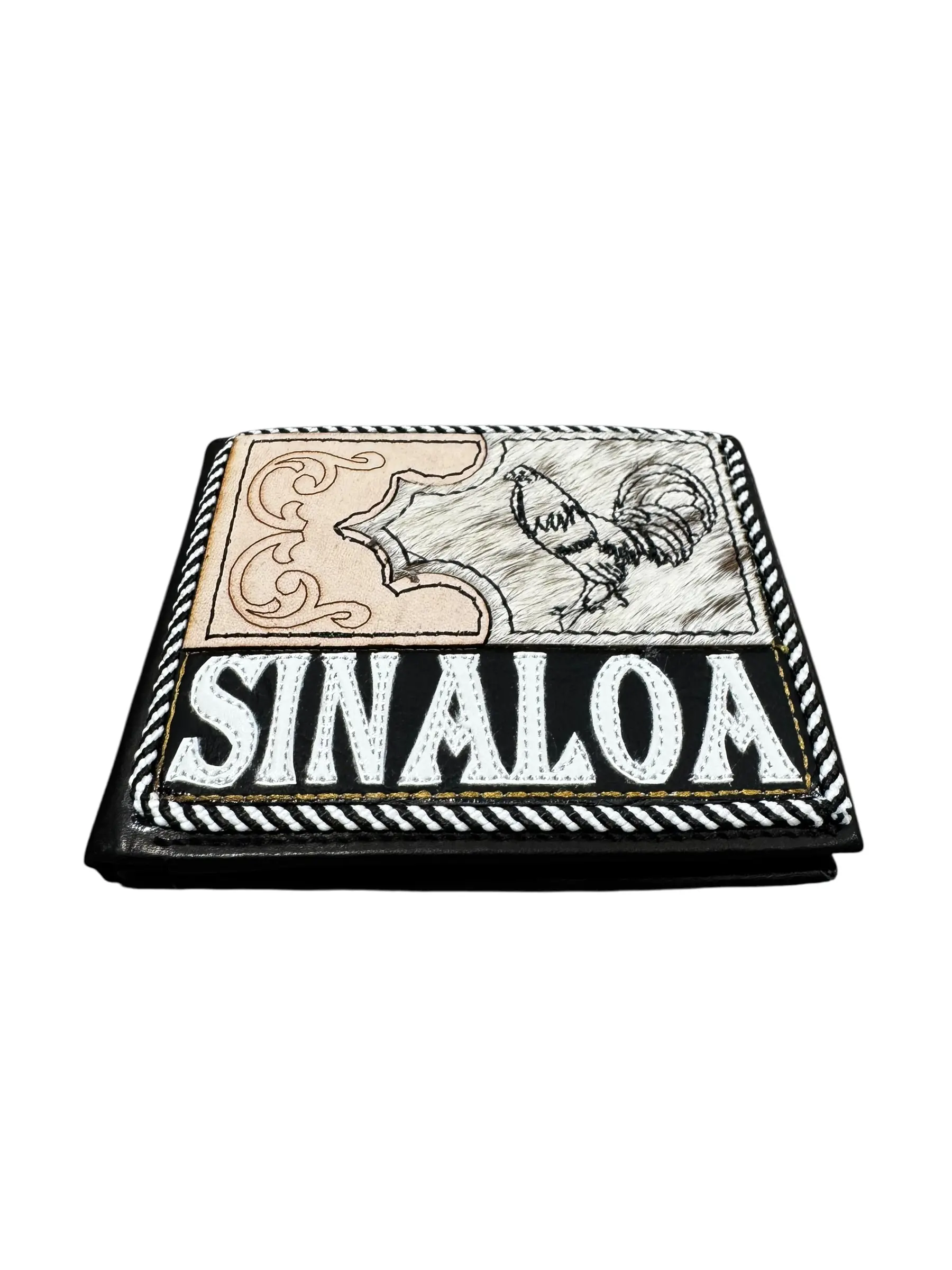 Sinaloa Brand Western Style Billetera Vaquero Leather Wallet - Black, Handmade, Artesanal, Unique Design, Versatile Use, Made in Mexico