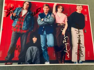 The Breakfast Club 8x12 Signed Photo Print, Beckett Certified by Ringwald, Nelson, Estevez, Sheedy & Hall with RA COA - Home Decor Wall Art