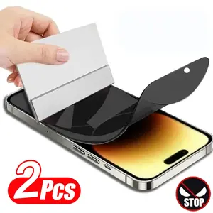 2-Piece Anti-Glare Privacy Screen Hydrogel Cellphone Protective Screen Protector Film for iPhone 17/16/15 Pro Max, Smooth Touch UV Protection, Fingerprint & Scratch Resistant, Smartphone Accessories