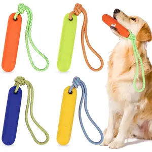 Skylety 4 Pack Floating Dog Toys with Rope Handle EVA Dog Bumper Throw Stick for Water Training Fetch Retrieving High Visibility Pool Water Toys for Beach Diving Pool Yard Summer Outdoor Play