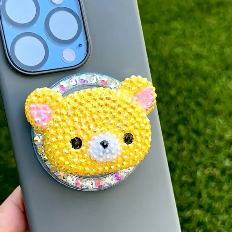 Bling Bling Bear magnet phone grip phone holder Fully Blinged out  ( On my TickTock Live You can choose a different Main Piece Heart Bow or Cartoon )