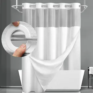 Waffle Weave Shower Curtain with Snap-in Fabric Liner, 1 Count Waterproof Shower Curtain, Bathroom Supplies for Home Hotel Salon, Shower Curtain, Shower Curtain And Liner