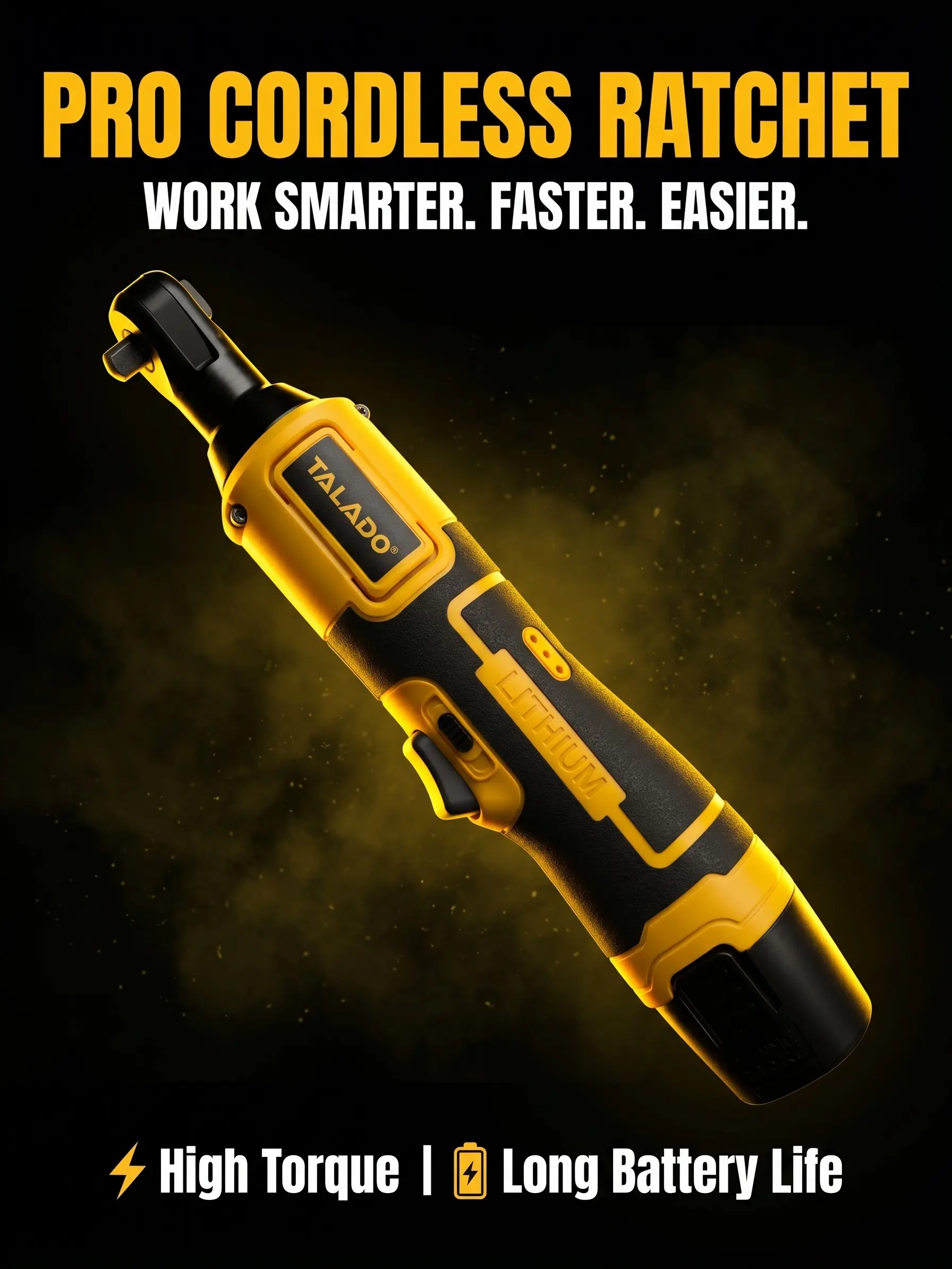 Complete Set! TALADO 12V Cordless Ratchet Wrench + 7-Piece Socket Set + Charger + 2 Batteries + Extension Bar & Adapter