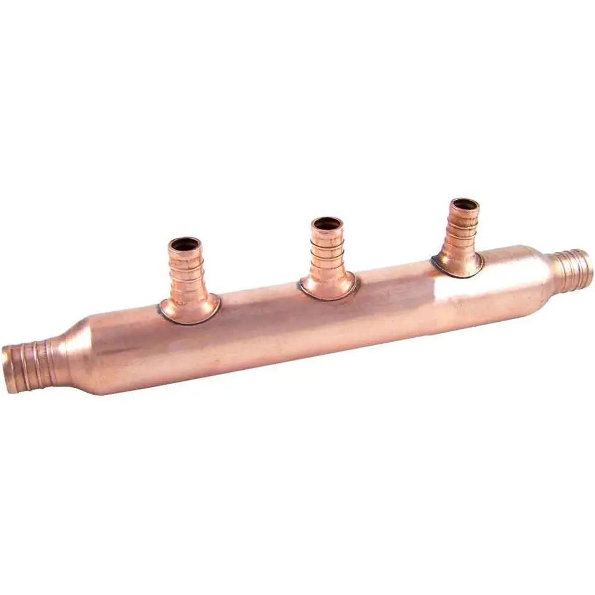 212 MAIN 3-Port Copper Manifold, PEX Barb Adapter Coupling with 3/4-in Inlet and 1/2-in Outlets for Water Pipe, 200 PSI, 1.25 x 2 x 9 in., 1/2 Inch, Pex Systems, High-Quality, Pex Tubing