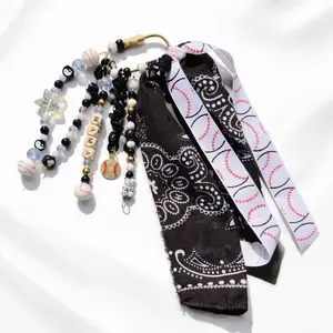 Beaded Bag Charm Keychain for Baseball Moms