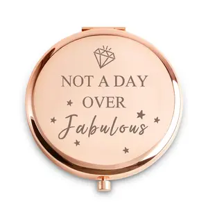 Not A Day Over Fabulous Compact Mirror, Personalized Gifts for Wife Mom, Engraved Compact Mirror for Women,Personalised Gifts for Women Girls Her Friends Sister, Custom Gifts for Birthday, Wedding, Graduation, Mothers Day, Basket Stuffers