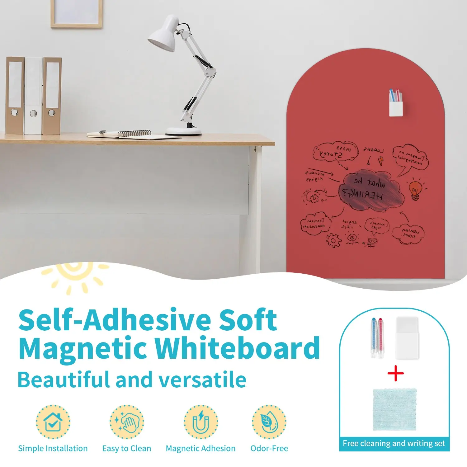 1pc Quick To Install Self-Adhesive Soft Magnetic Whiteboard, Strong Adhesion, Tool Free, Easy To Wipe Clean, No Marks, Very Suitable For Schools, Homes And Offices,50x90cm, 40x80cm Panels
