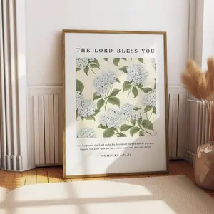 [UNFRAMED POSTER] The Lord Bless You Scripture Print Vintage Christian Wall Art  Floral Bible Verse Poster Christian Home Decor Poster