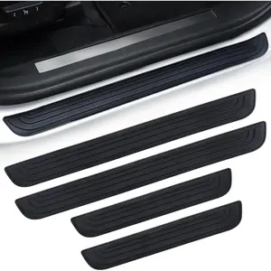 Door Threshold Protection, 4 count Door  Step Dust Shield Cover, Door Width 23.6x2.36inch /SUV  Rubber Scratch Resistant Exterior Accessories (Black)
