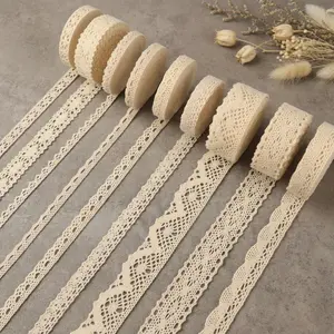 【IDONGCAI】45 Yards Vintage Crochet Lace Ribbon – 9 Styles Beige Cotton Trim for Sewing, Handmade Crafts, Wedding Decor, Gift Wrapping & DIY Projects – Perfect for Sewists & Seamstresses