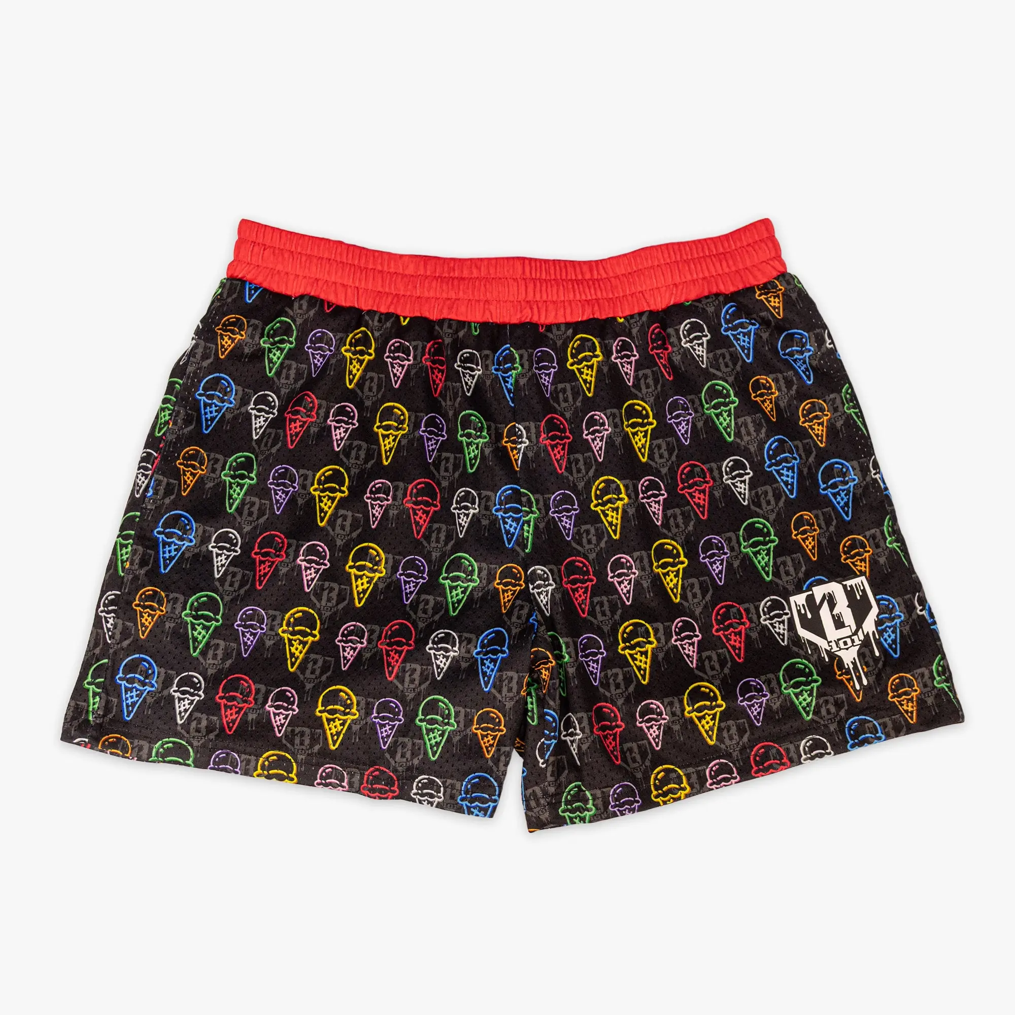 Scoops Ice Cream Shorts, Summer Beach Mesh Shorts, Dessert Casual Vacation Shorts