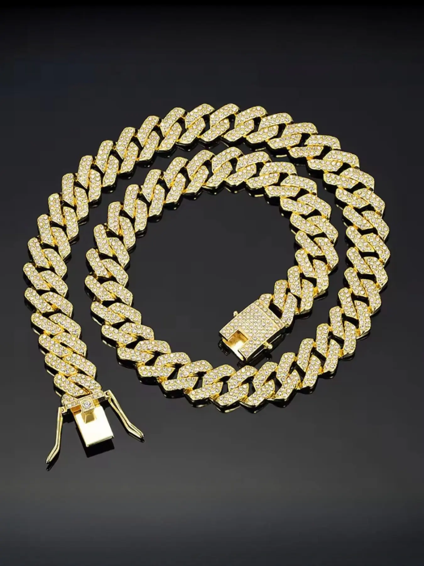 Hip-hop 14MM full diamond diamond iced out jewelry Cuban chain cuban link design chain men's Cuban style necklace clavicle chain necklace accessories bracelet accessories#Fashionweek#Fallfreshness