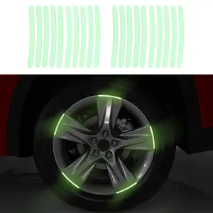 20 Count Car Wheel Hub Reflective Sticker, Reflective Wheel Rim Stripe Decal Sticker, Reflective Wheel Rim Stripe Decal Sticker, Night Reflective Safety Decoration Strip for Cars, Trucks, Motorcycle (Luminous),
