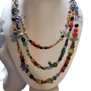 Bead Stew No Rhyme No Reason Just Colorful Beads Glass Crystals & Stones Handcrafted Multilayer Necklace
