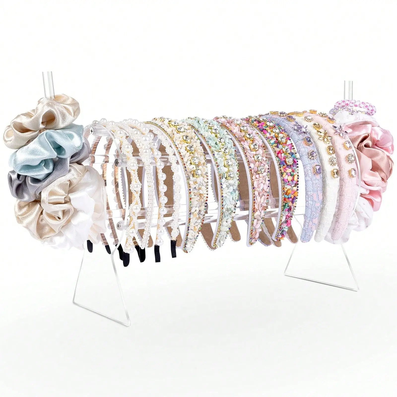 Headband Holder Scrunchie Holder, Acrylic Headband Organizer Headband Display Stand Storage Rack For Jewelry Hair Clasp Bangles, Teen Girl Women Gifts