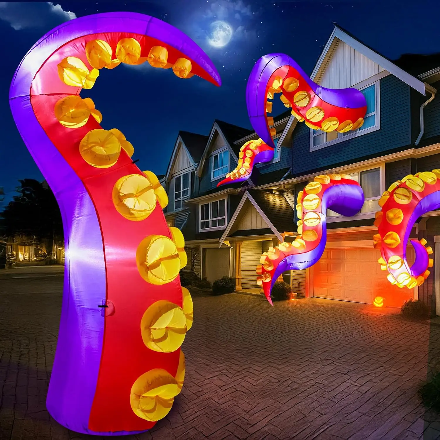 Max Fun 1pc Halloween Inflatables Decoration Inflatable Octopus Tentacles Outdoors Decorations with LED Lights Built-in Blow Up Yard Decoration for Outdoor Garden Lawn (Tentacles - B)spooky season decor, spooky yard decor, halloween yard decor, halloween