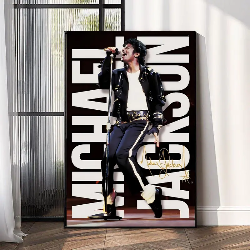 Michael Jackson Iconic Pop Singer Live Performance Microphone Canvas Printing Wall Art Retro Concert Music Prints Scandinavian Modern Stage posters for Men Dorm Studio Office Wall Decor cool stuff for room bedroom styling Music Lover Gift fall decor 2026