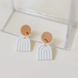 THE AMBER | Polymer Clay Earrings | Boho Earrings | Rainbow Earrings | Handmade Earrings | Dangle Earrings | Neutral Clay Earrings