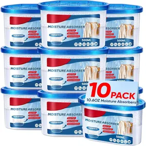10 Pack  Absorbers, 10.6 OZ Humidity Absorber Bucket,  Absorbers for Closet, Dehumidifier Bucket for Wardrobes? Kitchens and Bathrooms,  Free Humidity Absorber