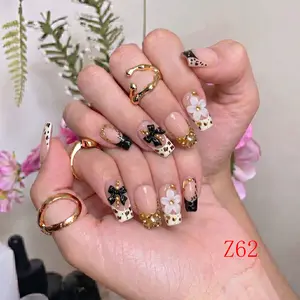 Nailbeebee Z62 1.0 inch Handmade Press-On Nails | Reusable,Salon-Quality,Long-Lasting,Glossy Design |  For Daily Office & Workplace,Date Nights & Romantic Outings,Shopping & City Leisure Trips,Holiday & Short Travels