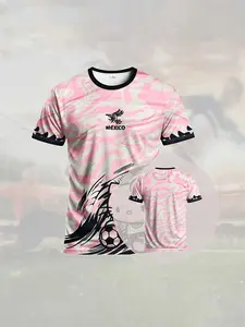 Mexican sweet kitten football sports shirt, Stylish Soccer Jersey, Sportswear Top | Lightweight and soft, with geometric patterns, round collar, stretch fabric, perfect for football games, casual wear and as a gift - spring/summer/autumn clothing