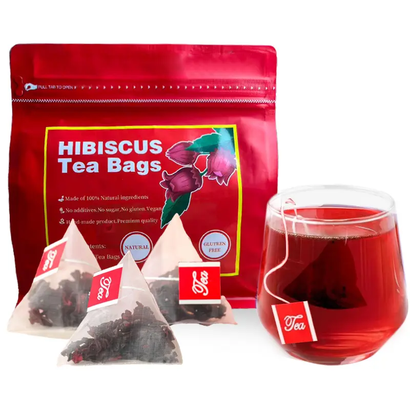 Hibiscus Flowers Tea Bags (100 Count) - Dried Hibiscus Flowers, Natural, Vegan, Vegetarian, Caffeine-Free, Tart Refreshing Herbal Tea Beverage (Hot or Iced All-Seasons Drink)