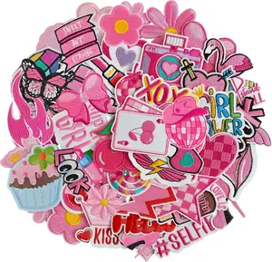 45PCS Bulk Patches Queen Iron on Embroidered Patch Lightning Applique Pink Ace Iron on Badge for Personaliztion on Hats, Clothes, Bags etc