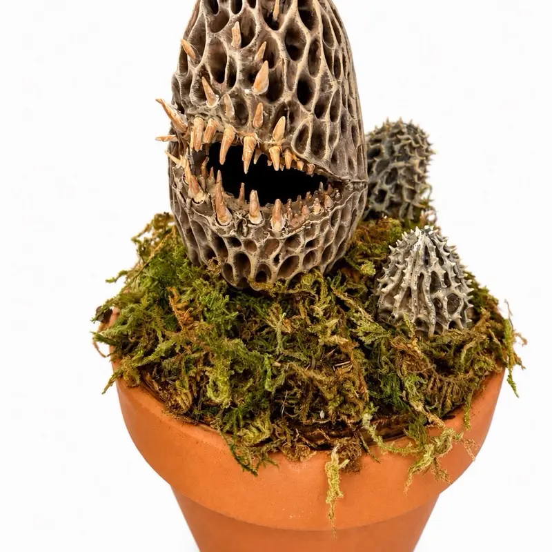 Decorative Morel Mushroom Sculpture - Tabletop Home Decor Accent for Living Room, Bedroom