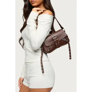Stud & Buckle Faux Leather Bag