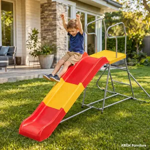 ARCH 2-in-1 Kids Climbing Slide Playground Equipment - Durable Steel Construction, 3-8 Years Age Group, 76.4-in Smooth Slide Track, Anti-Slip Steps, Easy Assembly, Indoor & Outdoor Backyard Use
