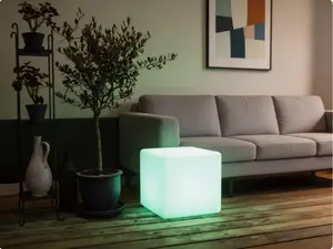 12-inch Rechargeable LED Magic Light Cube Stool with Remote Control, RGB Mood Lamp & Soothing Night Light, Decorative Lighting for Home, Kids Bedroom, Nightstand, Nursery & Pool Party