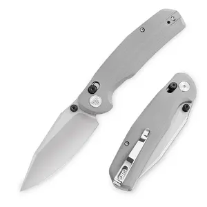 TRIVISA Hornet-03G Pocket Folding Knife, 3.34" 14c28n Stainless Steel G10 Handle, Crossbar EDC Tactical Outdoor Hunting Camping Tool