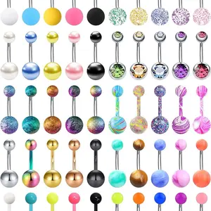 Five Piece Steel Bar Navel Ring Set for Male and Female Daily Wear