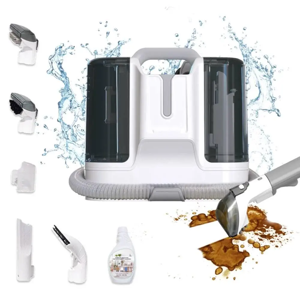 Portable Multi Purpose Vacuum Deep Cleaning Machine - Strong Suction House Cleaning Product for Upholstery Stain & Odor Removal, Rug Cleaner, Floor Cleaner for Pet Hair, Carpets, White