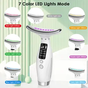 Red Light Massager for Face and Neck, 7 Color Mode Facial Device, Skin Care Face Massage,  7-in-1 Facial Massager  Adjustable Guasha portable ems device LED Light Therapy Facial Massager，collagen boosting， Vibration Relaxing，skin tightening device