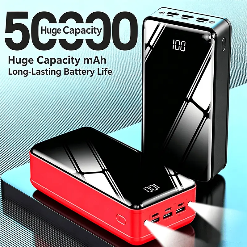 High-Capacity Portable Power Bank (50000mAh/40000mAh Li-ion Cells) - 22.5W Bidirectional Quick Charge Mobile Accessory, Digital Display, Built-in Camping Light, Multiple Ports USB Interface for Outdoor Travel Emergency Use