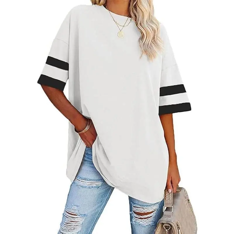 Women's Oversized T Shirts Round Neck Striped Tees Summer Half Sleeve Casual Comfy Cozy Cotton Tunic Tops Women's Oversized T Shirts Round Neck Striped Tees Summer Half Sleeve Casual Comfy Cozy Cotton Tunic Tops
