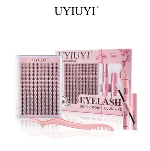 UYIUYI  Glue False Eyelashes Urban Office Lady Super Model 140 CLUSTERS  10-Second Application! Natural "Born-With-It" Look  8-18mm Manga C Curl - Wide Span DIY Eyelash | Waterproof & Sweatproof Spiky Wet-Look for Trendsetters【LIVE】