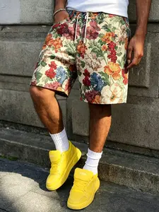 Plus Size Men's Vacation Casual Series, Style Vintage Luxurious Multi-Color Jacquard Print Shorts, Comfortable and Stylish