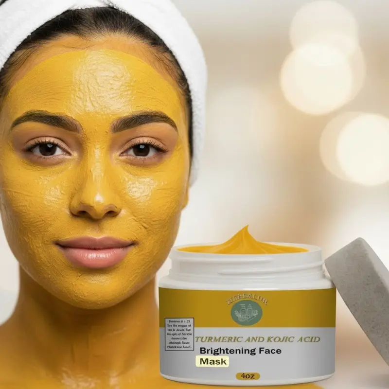 Turmeric and Kojic Acid Brightening Face Mask - Exfoliating Cleanser for Acne-Prone Skin with Hydrating, Clearing, Skin Repair and Smoothing Benefits