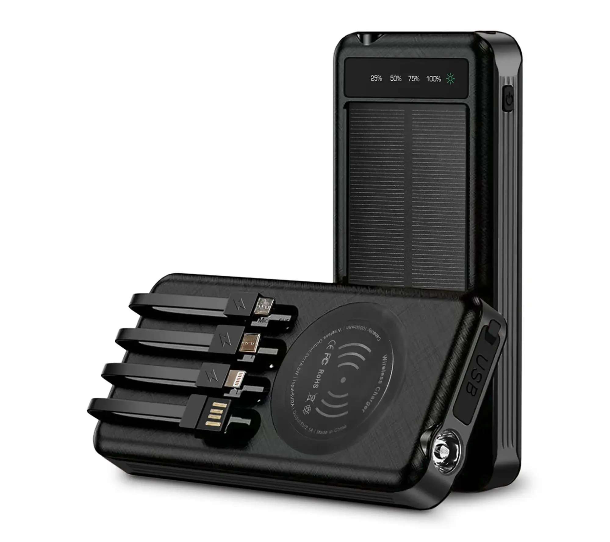 Alpha Digital 10000mAh Solar Power Bank with Wireless Charging