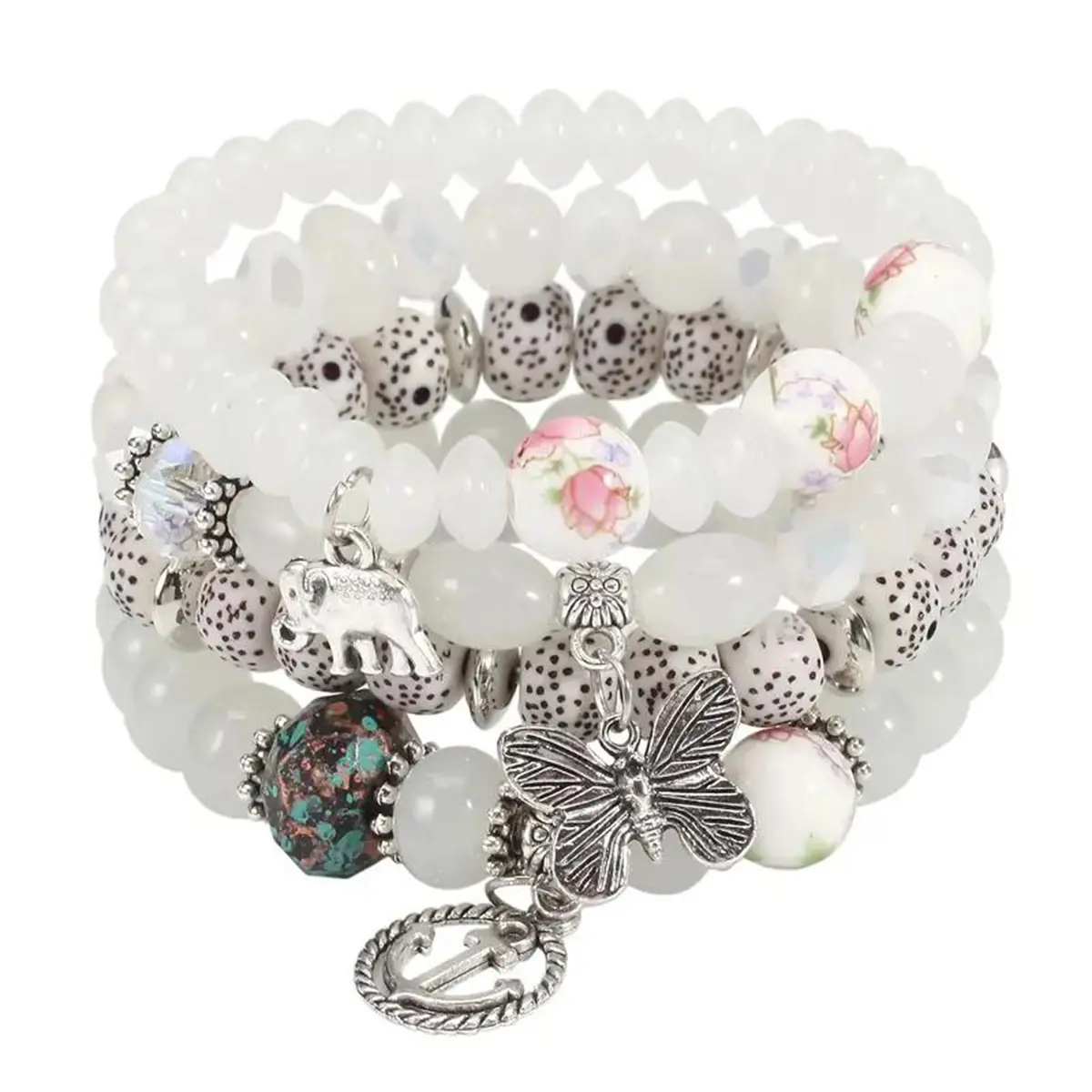 Butterfly boat anchor elephant pendant Multi-layer bracelet, girlfriend, gift
