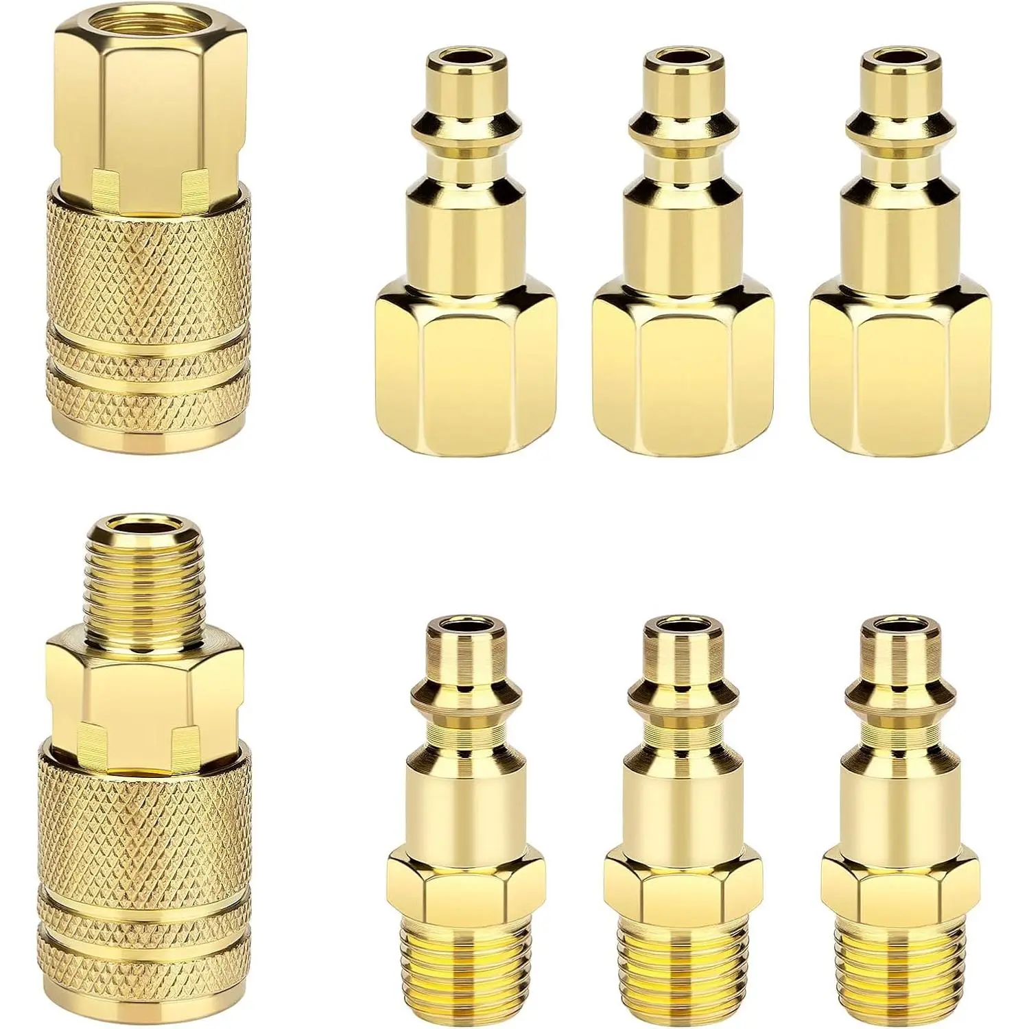 GJANSH 8 Pack Air Hose Fittings 1/4-Inch NPT Quick Connect Air Compressor Fittings, Universal Air Coupler and Industrial Plug Kit (8)