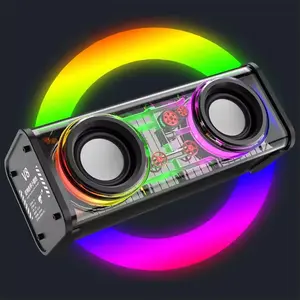 V8 Transparent Mecha Wireless Bluetooth Speaker, Stereo Dual Speakers, Colorful Cyberpunk Lighting, Portable Speaker for Outdoor Parties, Karaoke, and Camping