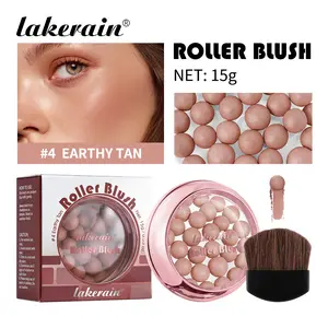 Long-Lasting Matte Blush Powder, Shimmer Finish Roller Blush, Velvet-Smooth Texture, Natural Pearl Shimmer, Easy to Blend & Build, 6 Vibrant Shades with Brush, Skin-Friendly for Daily/Party Makeup & Beginners