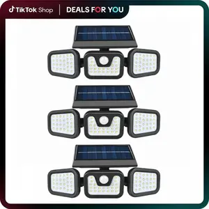 2 Pack LED Motion Sensor Solar Lights Outdoor IP65 Waterproof with 3-Head Security Lights 2500-Lumen Floodlights Spotlights 270° Wide-Angle Lighting for Patios Garages and Gardens For Men's gifts