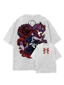 Demon Slayer Yoriichi Tsugikuni Vintage Washed T-Shirt Kokushibo Graphic Anime Tee