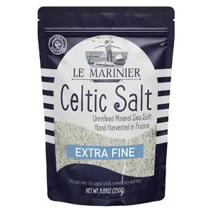 Le Marinier Celtic Salt Extra Fine 8.81oz Mineral-Rich Unrefined Sea Salt 100% Natural Hand Harvested Mineral Light Grey Electrolyte Low Sodium