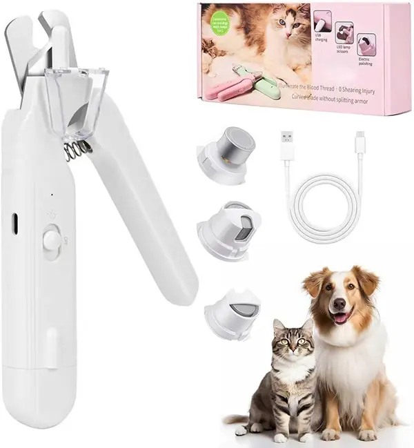 Petlovers 2-in-1 pet nail clipper and grinder, dog nail clipper trimmer, ultra quiet electric nail set, rechargeable, suitable for trimming toes and claws of dogs and cats of all sizes