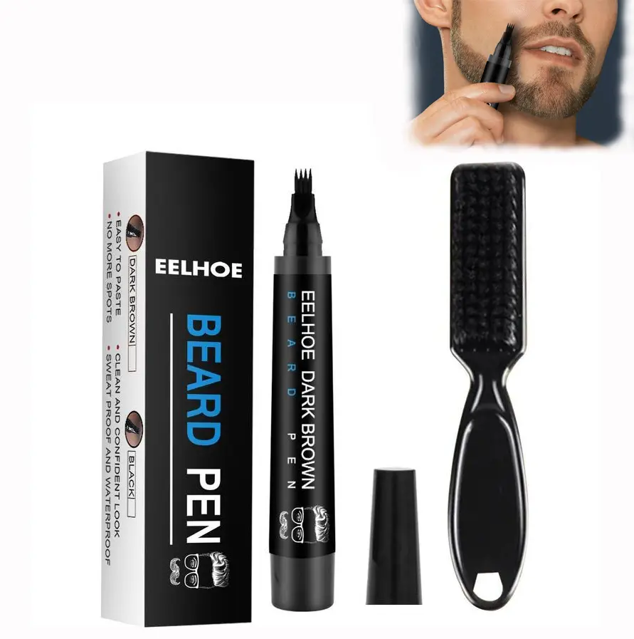 2PS Waterproof Beard Filler Kit for Men | Professional Brow & Beard Sculpting Set with Precision Comb, Natural Finish & Long-Lasting Formula for Thicker Looking Facial Hair | Portable Travel Size